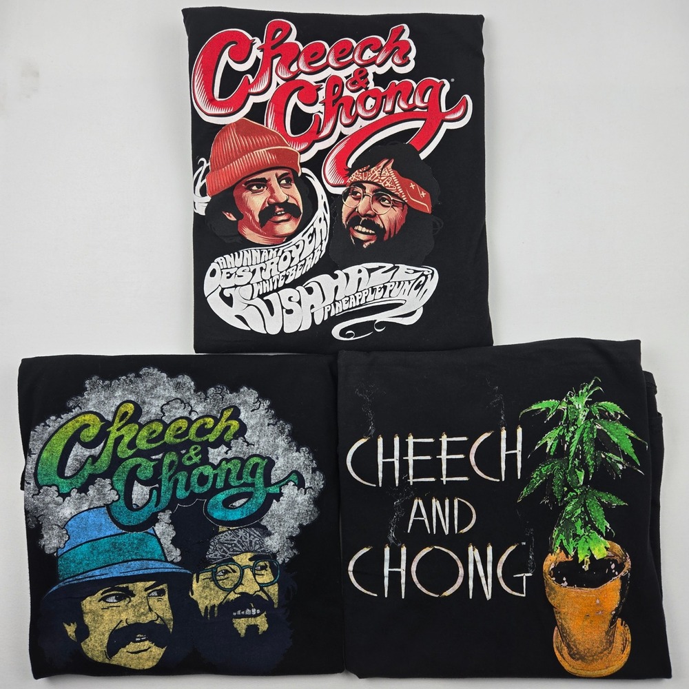 Cheech & Chong Graphic T-Shirt Bundle‎ 3 Shirts Men's 2XL Black Pot Smoke Weed